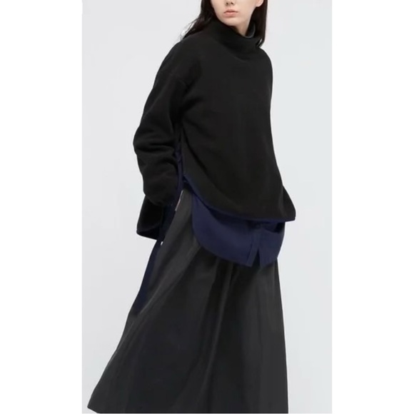 White Mountaineering x Uniqlo Beige Mock Neck Loose Fit Fleece Pullover Sweater - Picture 6 of 7